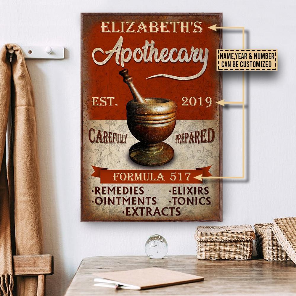 Aeticon Gifts Personalized Apothecary Carefully Prepared Canvas Mom Dad Gift Home Decor