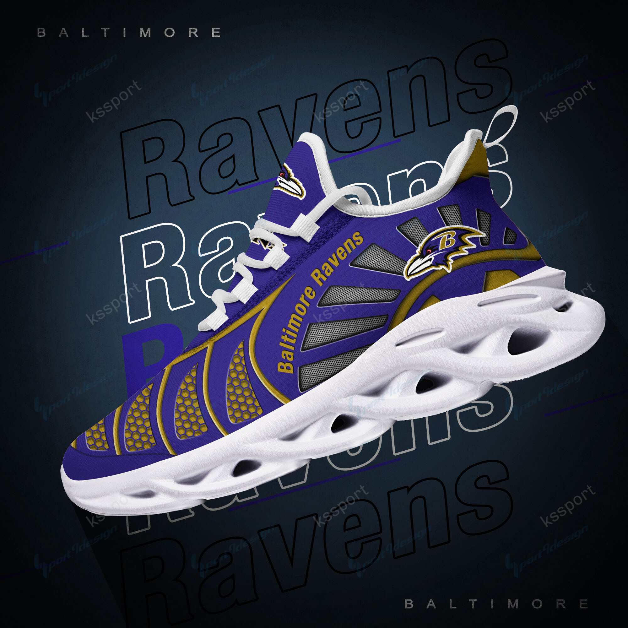 Baltimore Ravens Yezy Running Sneakers Bb06