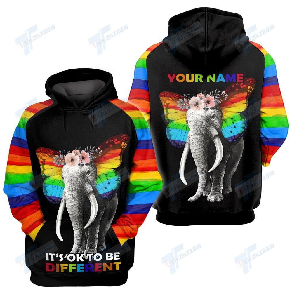 Personalized It’S Ok To Be Different Rainbow Elephant 3D All Print Hoodie, Zip- Up Hoodie