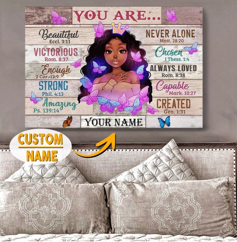 Black Teenage Poster/Canvas Wall Art- Black Melanin Princess- Gift For Daughter, Niece, Christian, Bible Lover, Family- God Says You Are