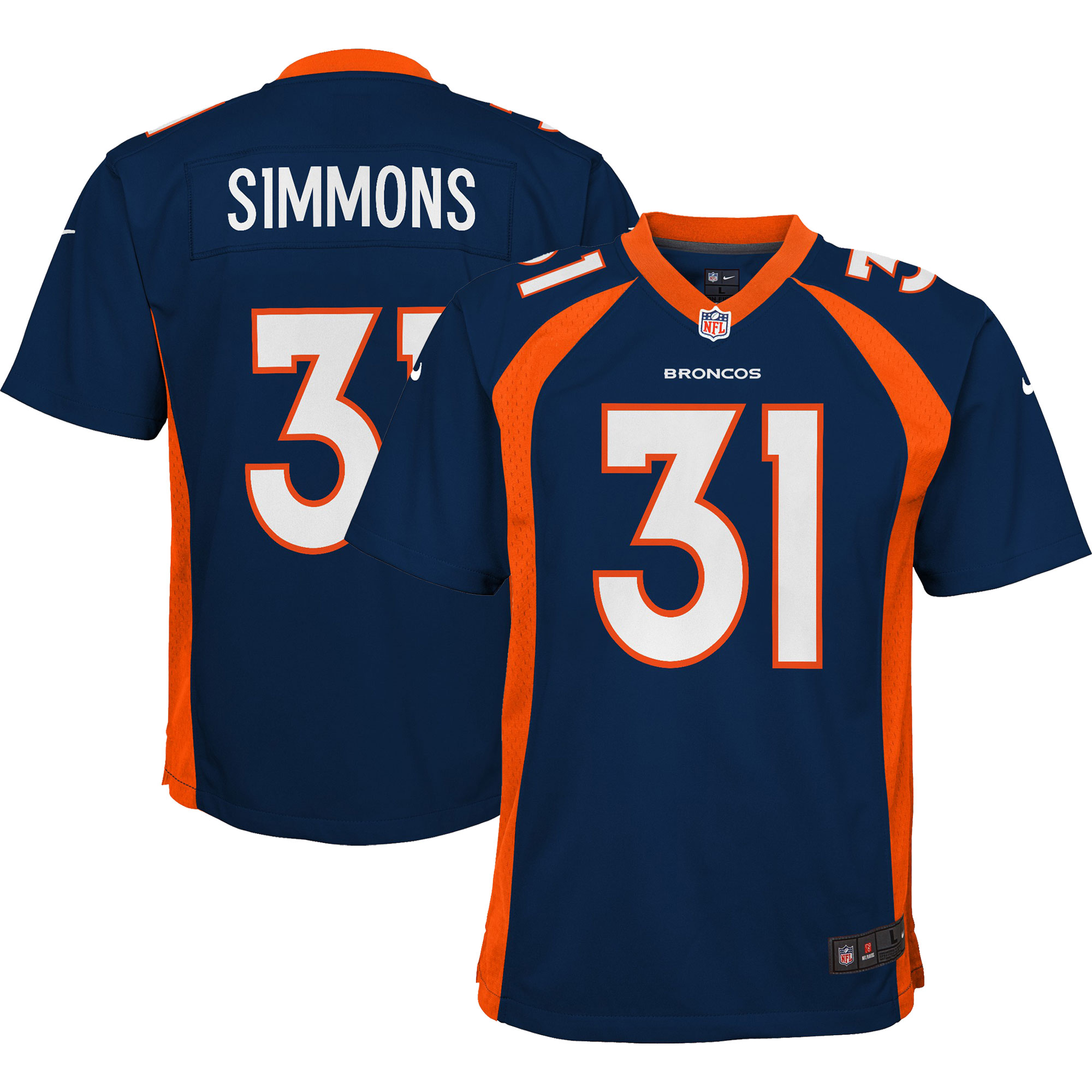 Youth Denver Broncos Justin Simmons Navy Game Jersey