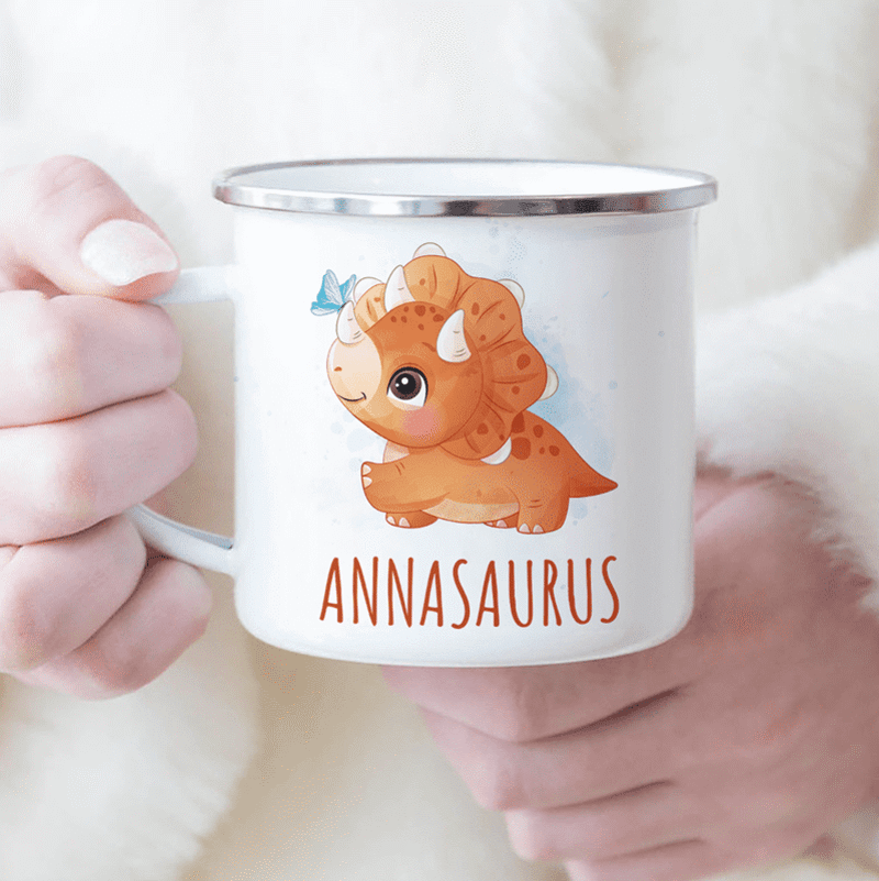 Little Dinosaur Watercolor Personalized Campfire Mug