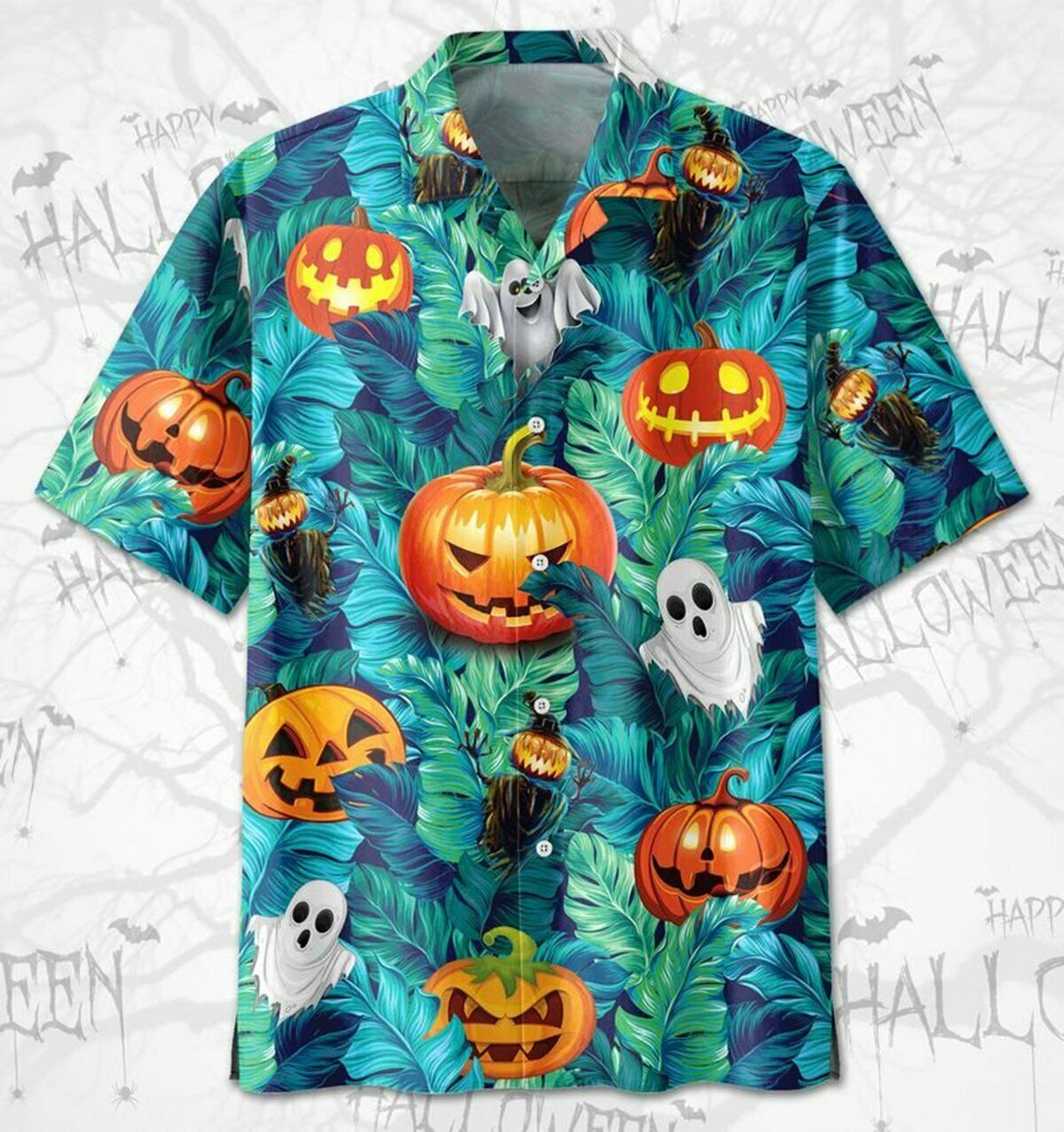 Tropical Halloween Pumpkin Ghost Devil Hawaiian Shirt | For Men & Women | Adult | Hw9254