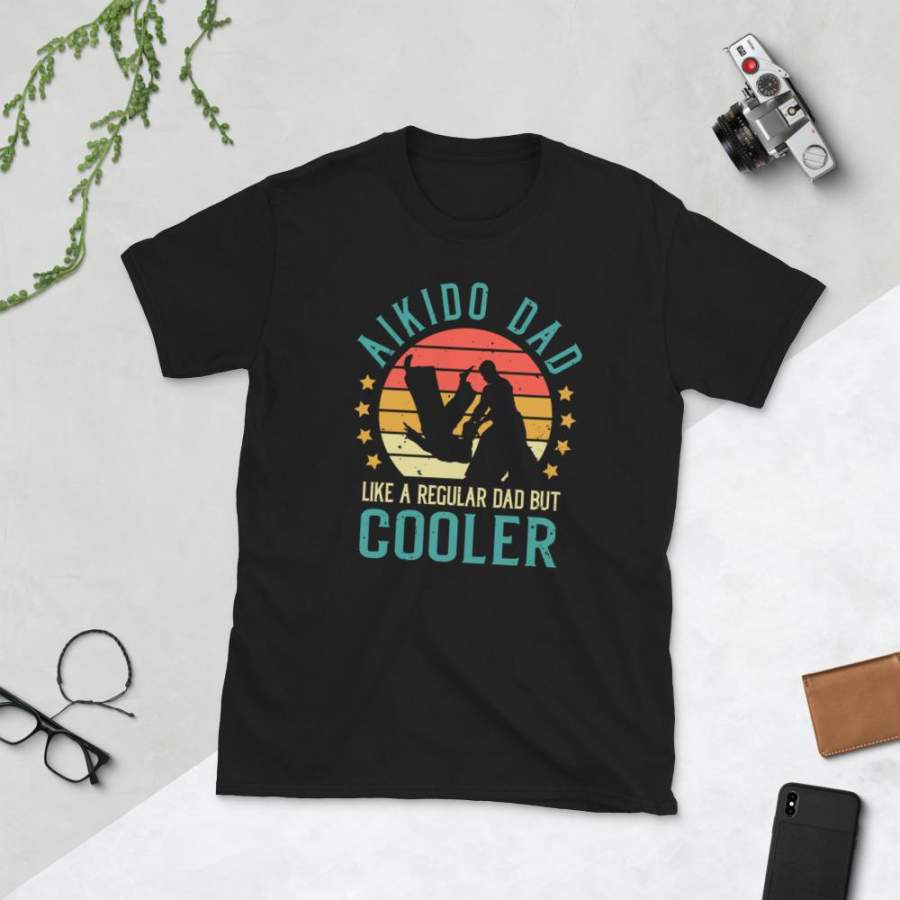 Aikido Dad Like A Normal Dad But Cooler T-Shirt Men Vintage Japanese Martial Arts Graphic Shirt Father’s Day Gift S-3XL Unisex Tee