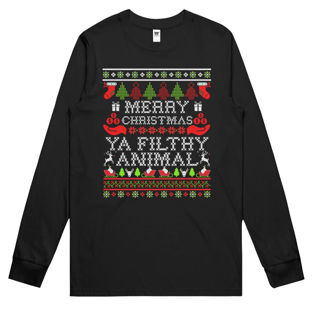 Christmas T-Shirt – Merry Christmas Ya Filthy Animal Long Sleeve T Shirts