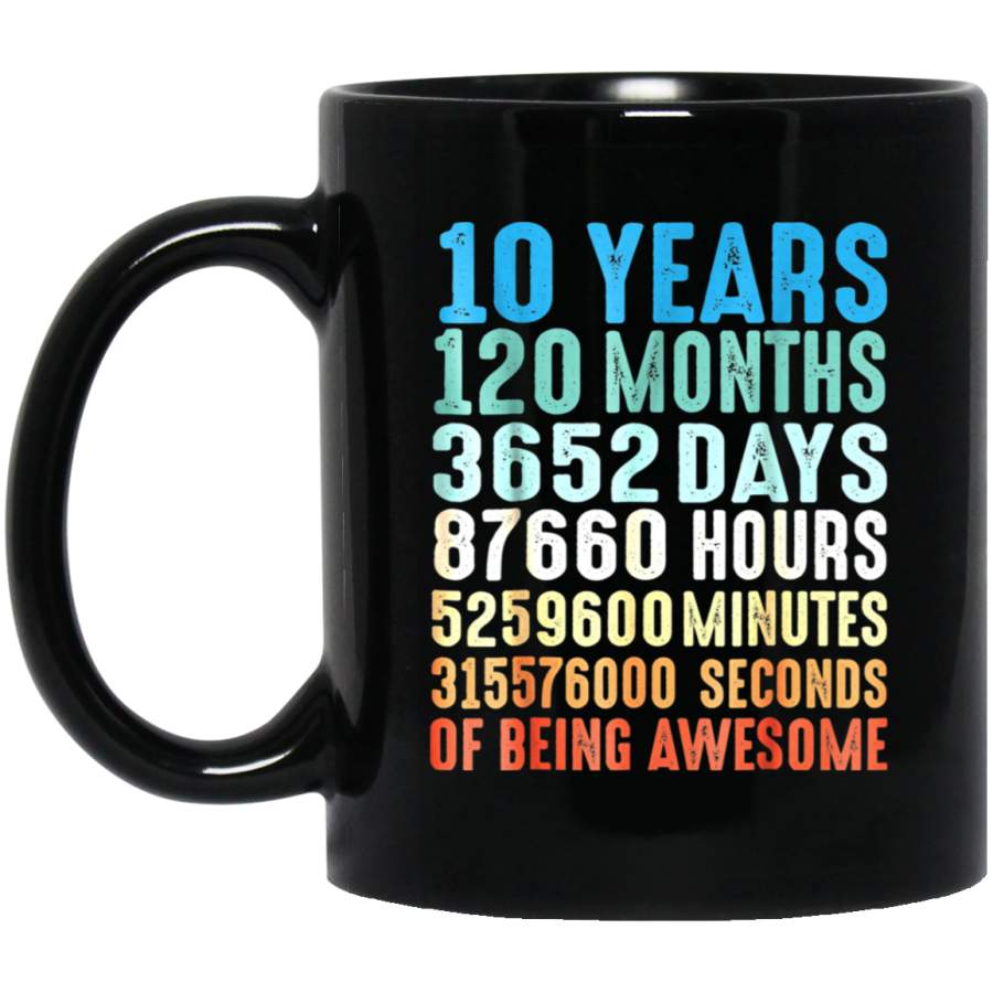 10 Years Old 10th Birthday Vintage Retro – 120 Months Mug Black Mug