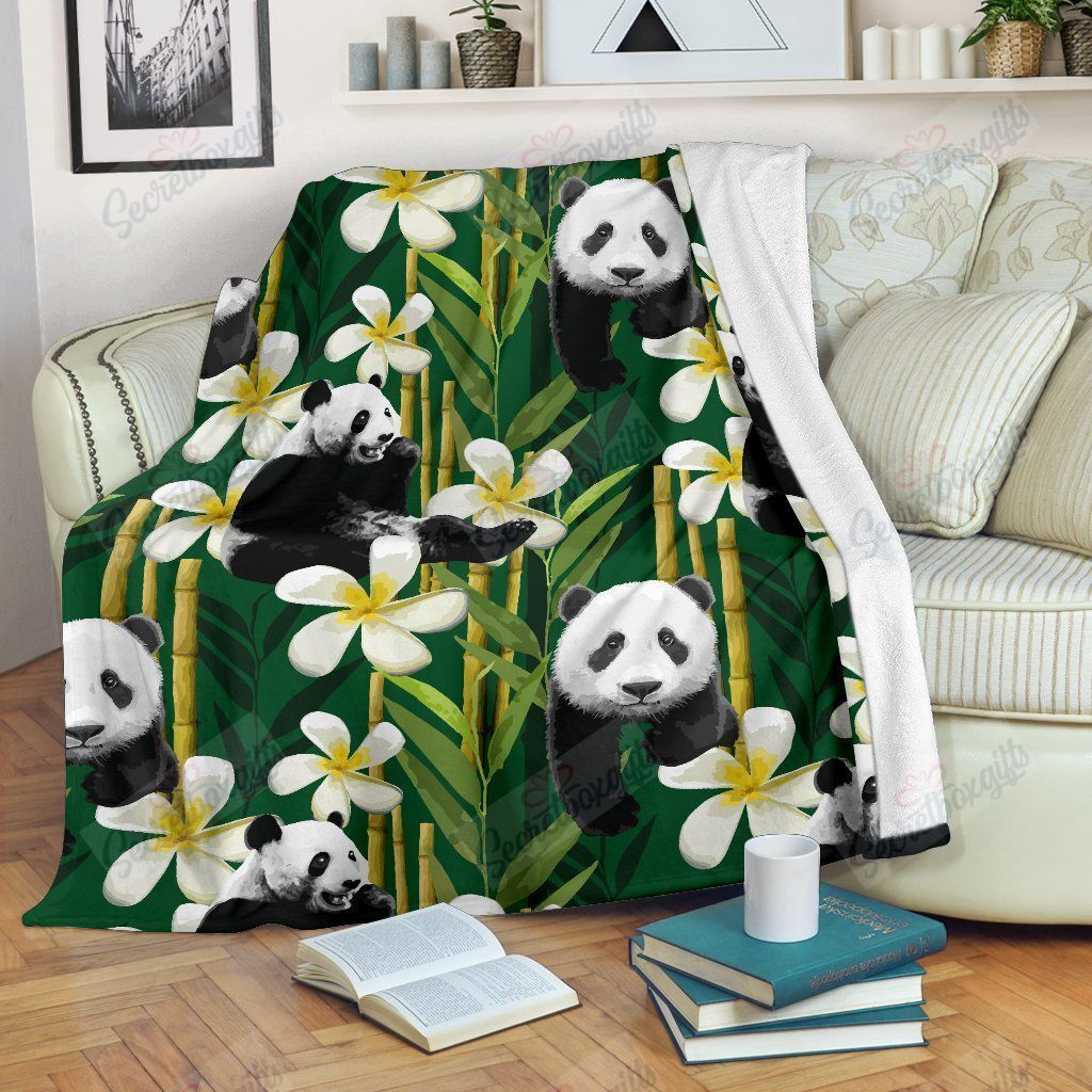 Panda Bamboo Flower Pattern Gs-Cl-Dt1903 Fleece Blanket