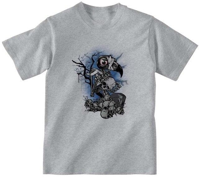 T-Shirt  Skeleton Bird Graveyard Tombstone Fruit Of The Loom