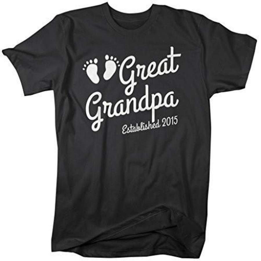 Shirts By Sarah Men’s Great Grandpa Established 2015 T-Shirt Baby Feet Cute Shirts