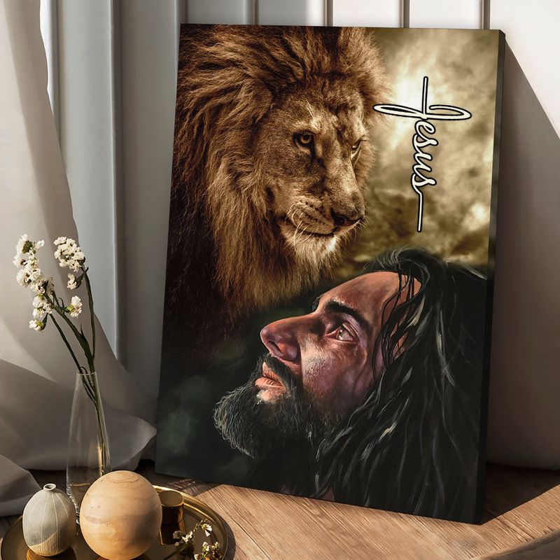 The Face Of Jesus And Lion Jesus – Matte Canvas