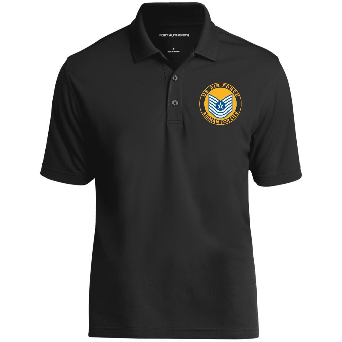 US Air Force E-7 Master Sergeant MSgt E7 Old Style Airman For Life Printed Port Authority® Polo Shirt