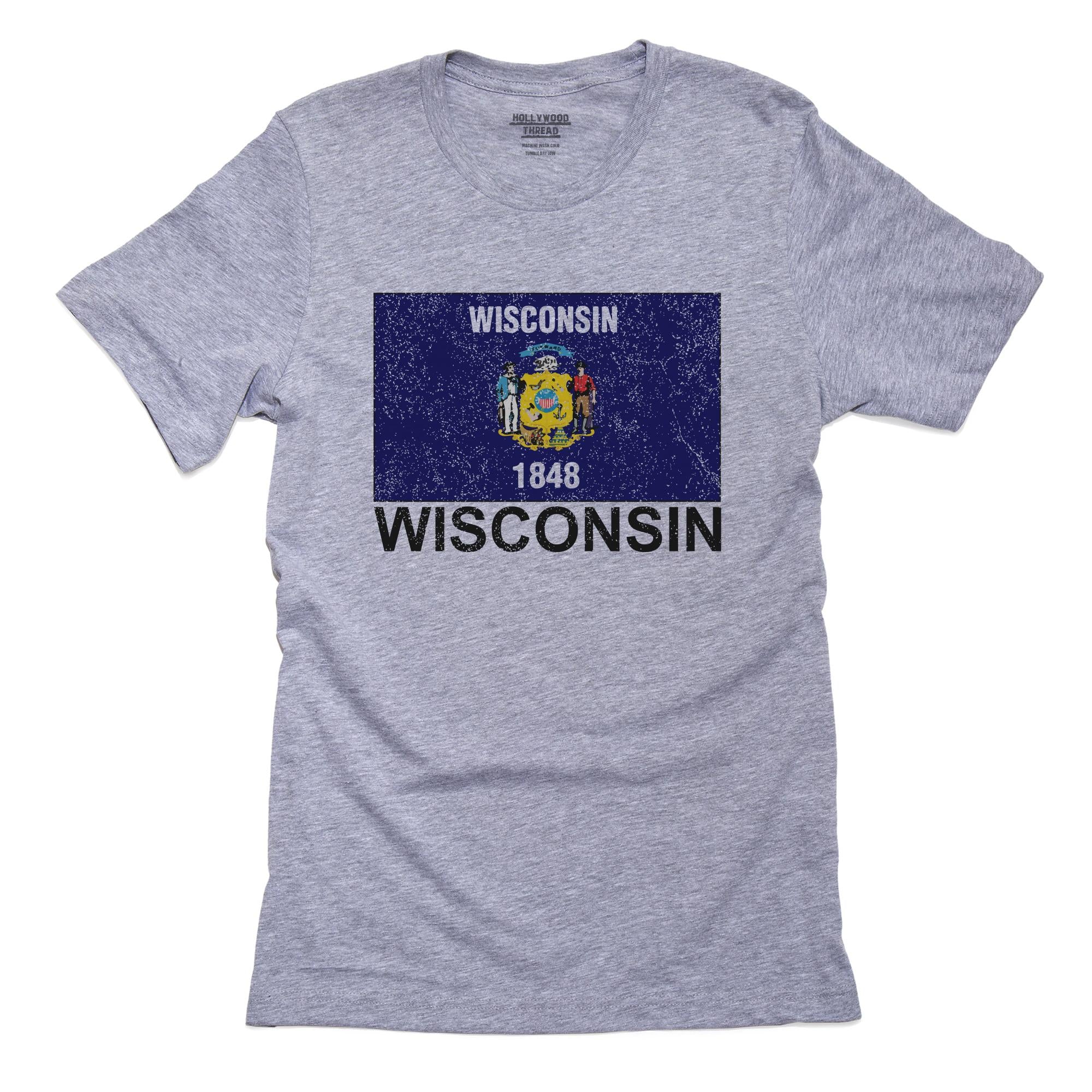 Wisconsin State Flag – Special Vintage Edition T-Shirt, Framed Print, Pillow, Golf Towel