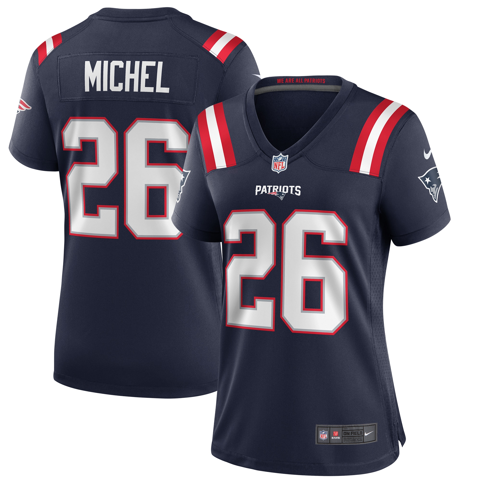 Women’s New England Patriots Sony Michel Navy Game Jersey