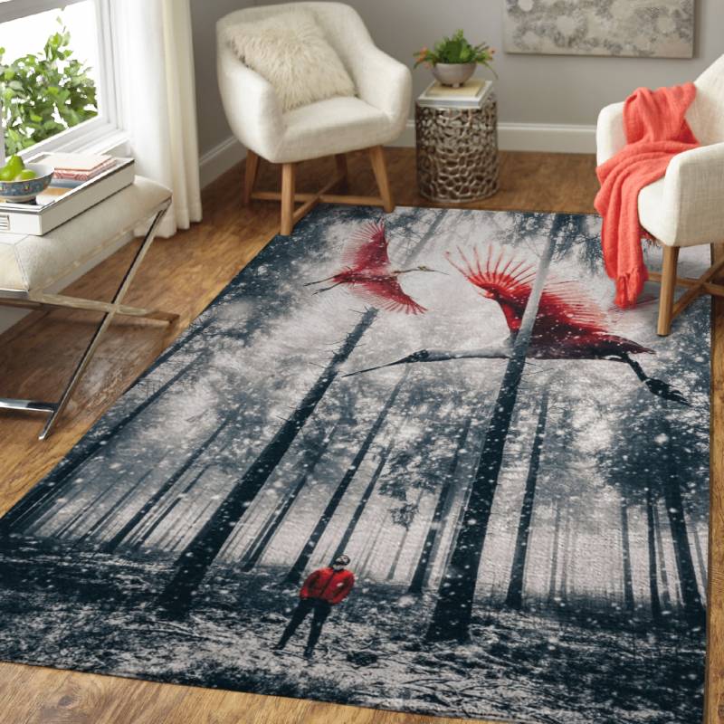 Red birds in winter – Animals Area Rug Carpet