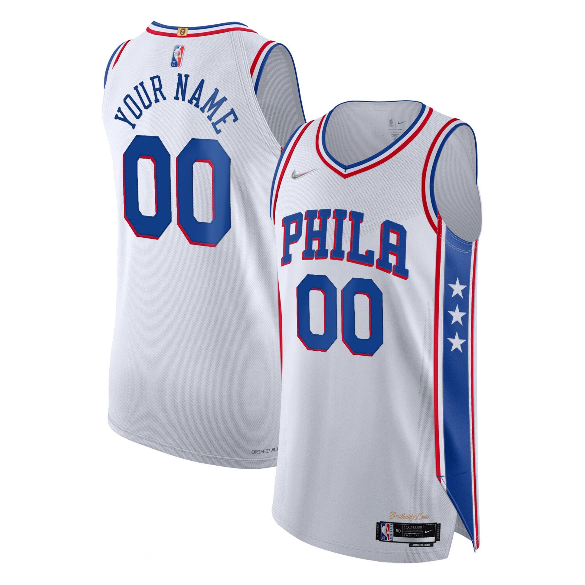 Philadelphia 76ers 2021/22 Diamond Authentic Custom Jersey – Association Edition – White