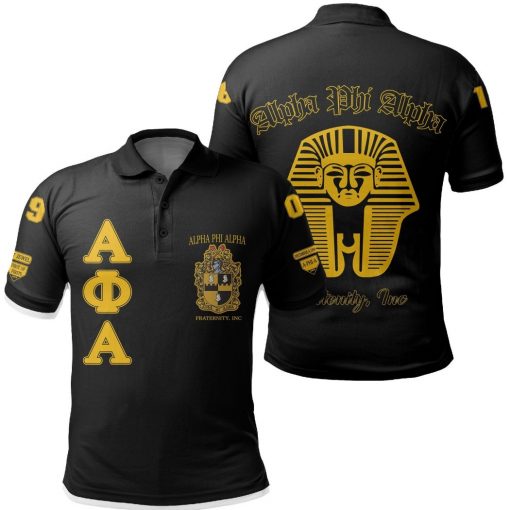 Alpha Phi Alpha 1906 Fraternity Inc Sphinx Black Color Polo Shirt