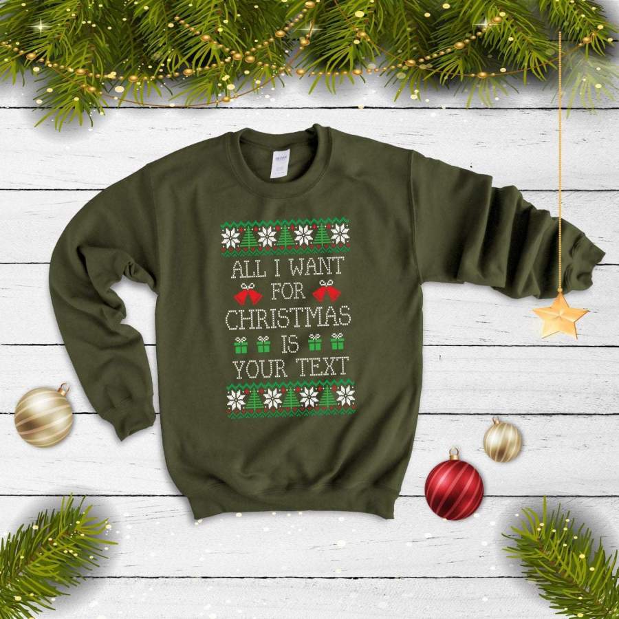 Ugly Christmas Sweater, Ugly Christmas Sweatshirt, Custom Xmas Jumper, Christmas Jumper, Funny Christmas Jumper, PErsonalised Xmas,Your Text