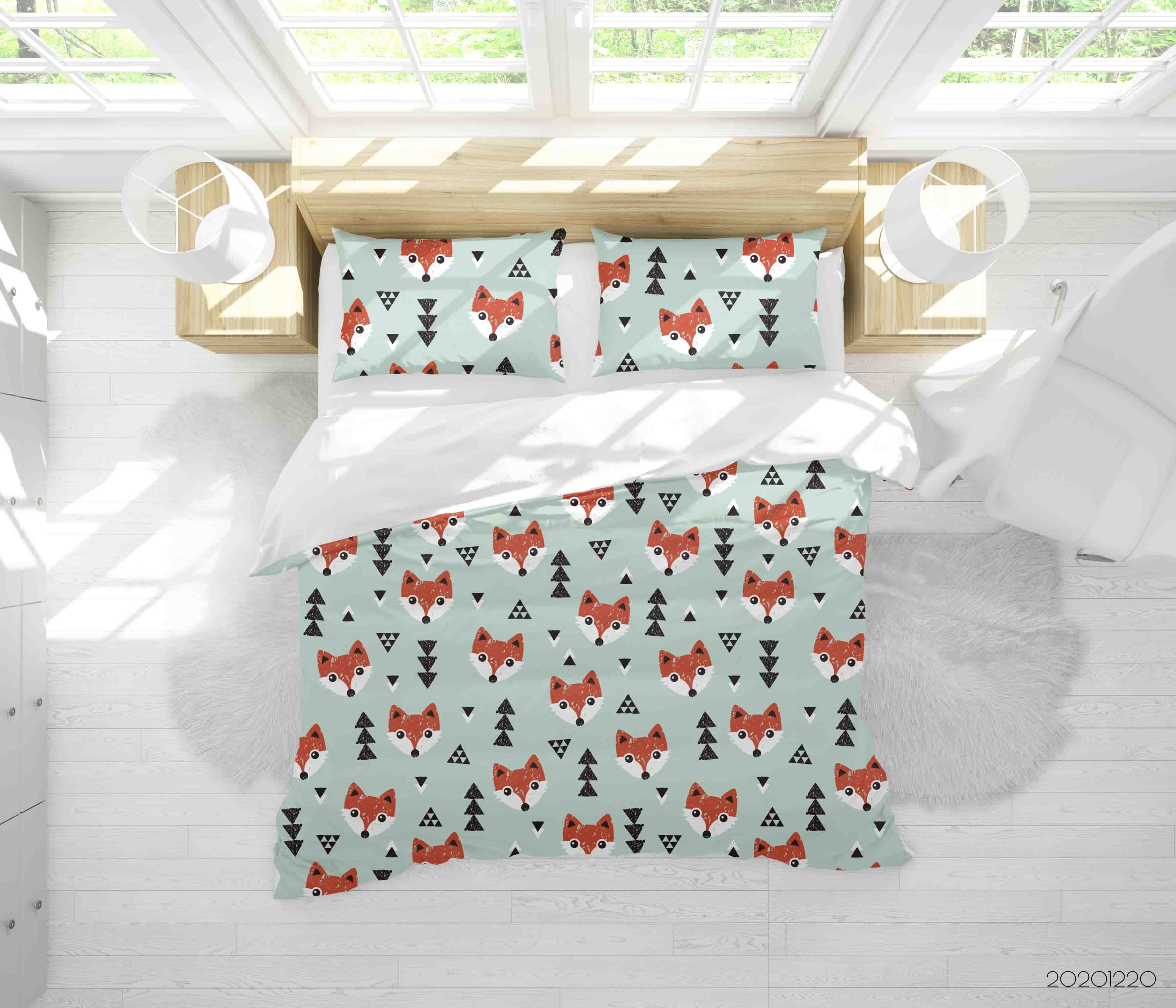 3D Hand Drawn Animal Fox Forest Quilt Cover Set Bedding Set Duvet Cover Pillowcases 41