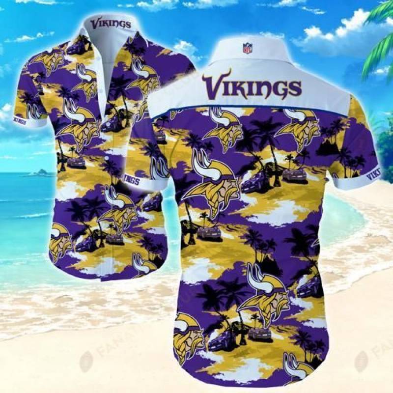 Minnesota Vikings Coconut Tree Hawaii Fit Body Shirt