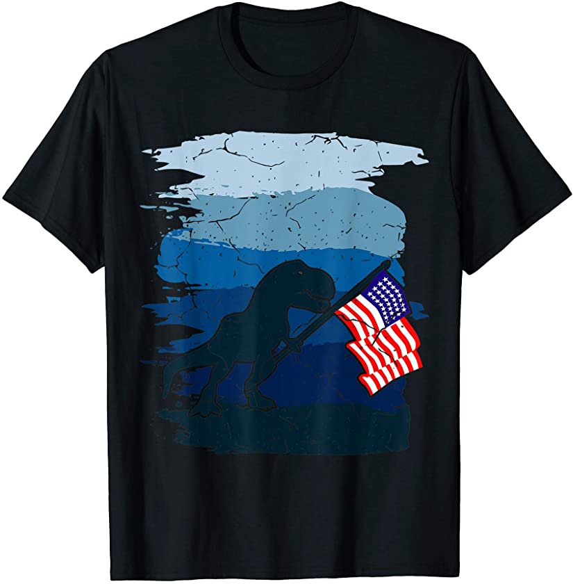 USA Dinosaur American Flag 4th Of July Patriotic American T-Shirt