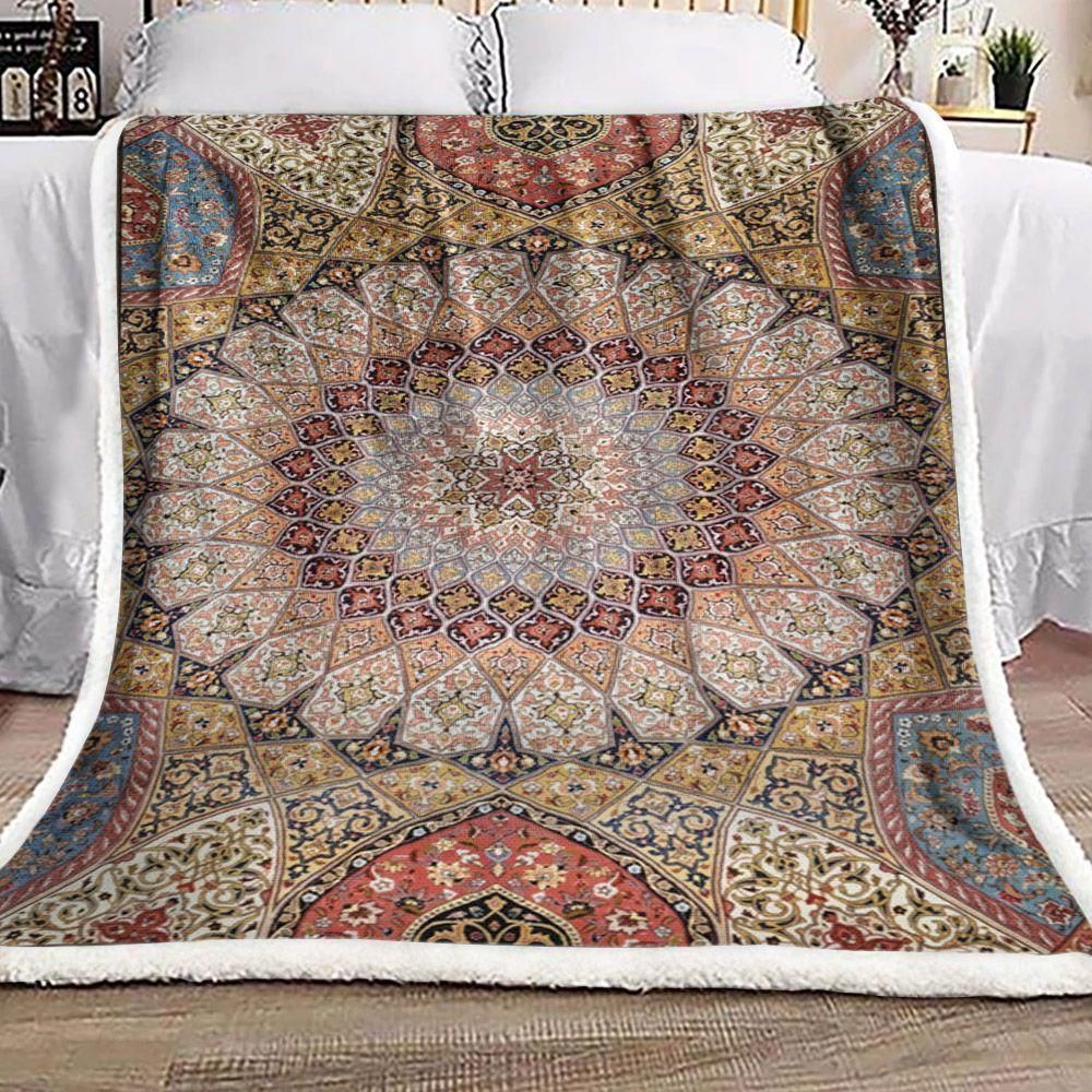 [Personalized Name] Boho Flower Pattern Fleece Blanket, Sherpa Blanket, Gift For Aunt Gift For Parent, Family Member, Friends Gift, Christmas Gift, Home Decor, Home Living