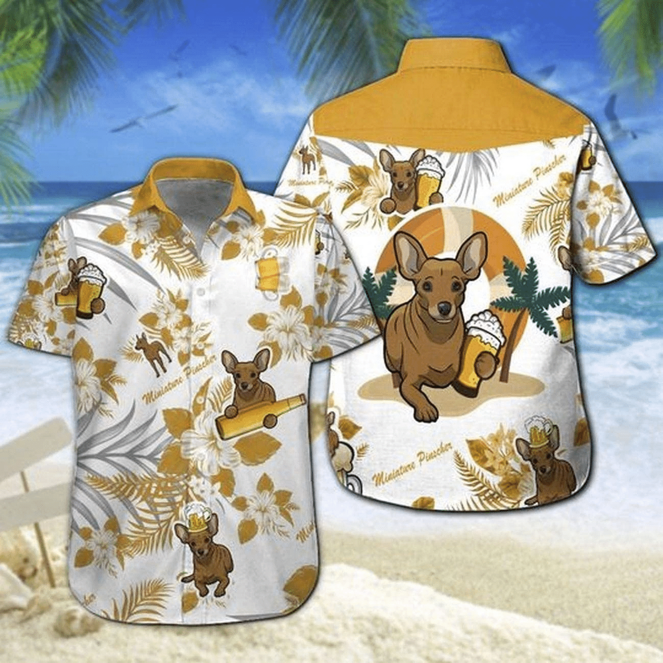 Linktee Miniature Pinscher And Beer Hawaii Shirt Unisex Adult Ha61726