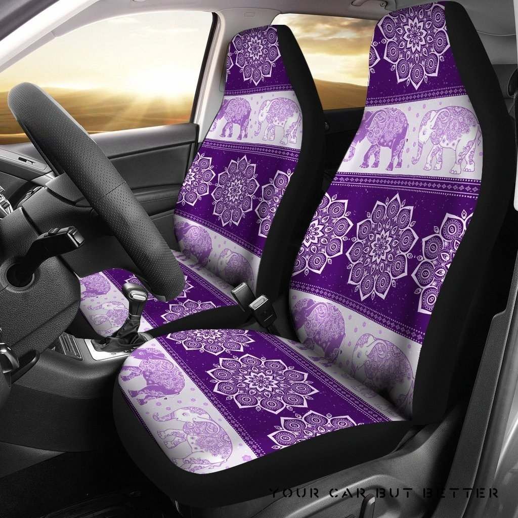 Flower Mandala Elephant Purple Car Seat Covers