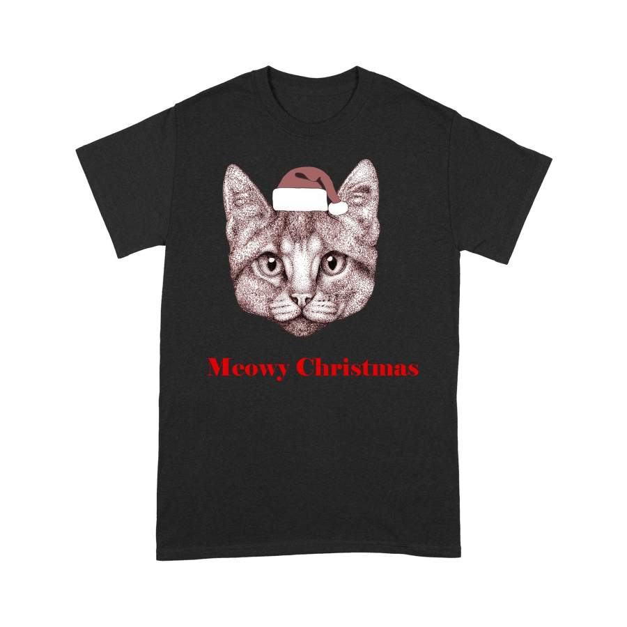 Christmas Gift Idea Kitten Wearing Santa Claus’s Hat Meowy Christmas – Standard T-shirt