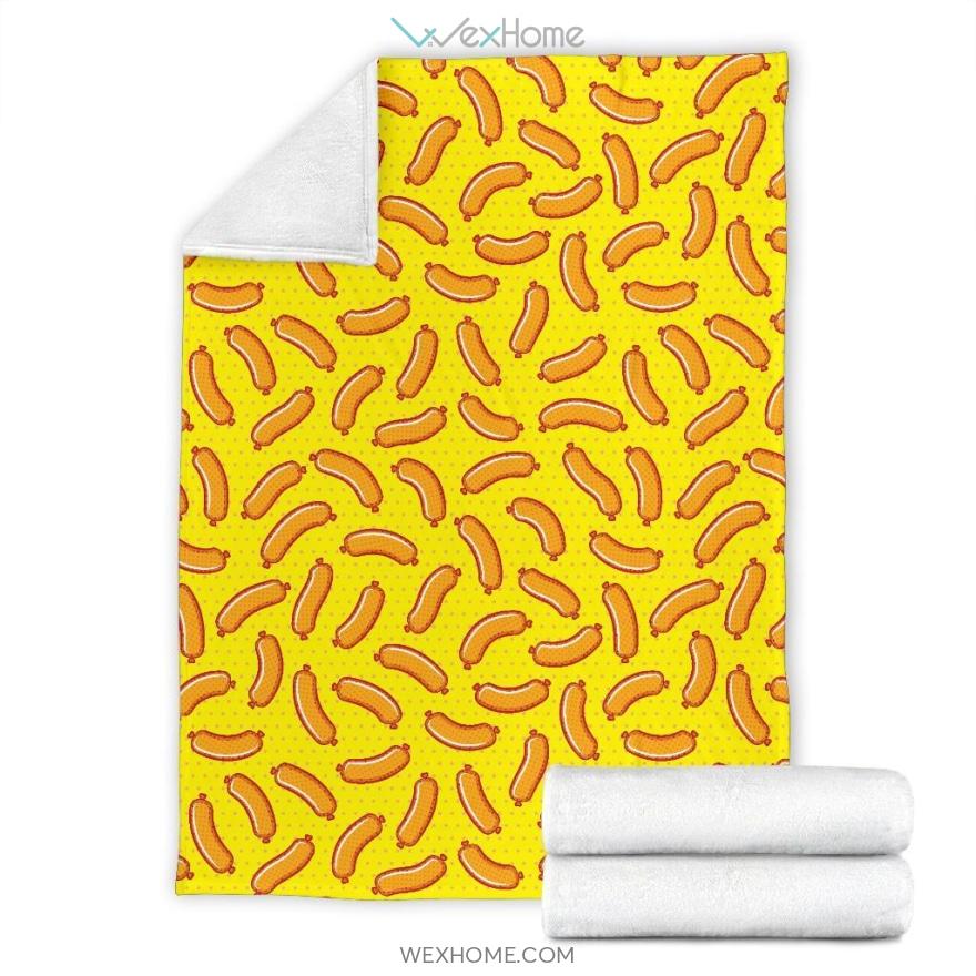 Sausage Pattern Print Design Yellow Premium Blanket