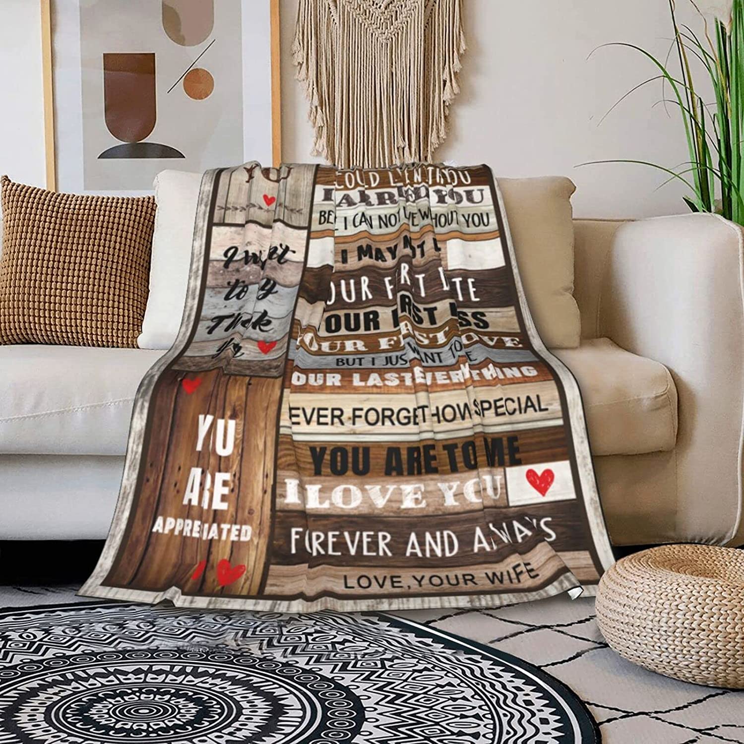 Husband Gifts Blanket, Blanket To My Husband From Wife, Blankets For Bed Chair Sofa Couch Home Decor, Birthday Christmas For Husband