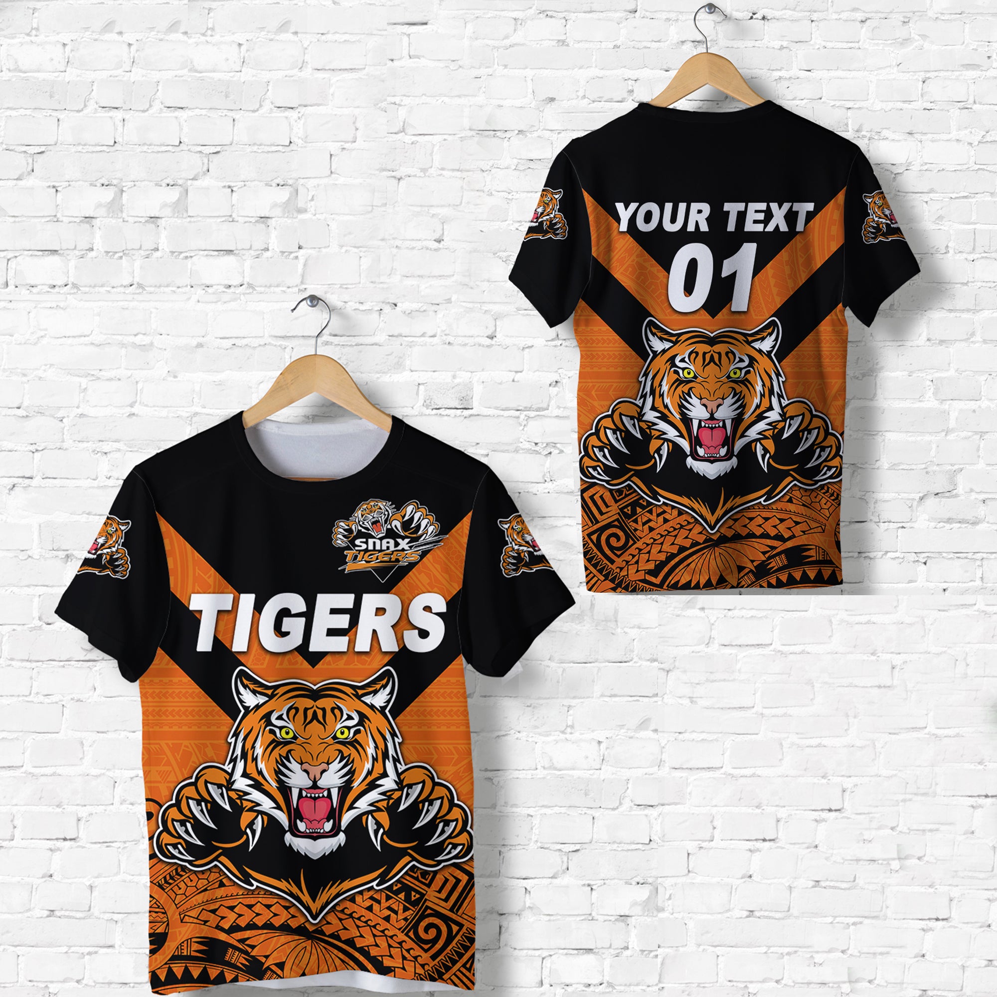 (Custom Personalised) Papua New Guinea Lae Snax Tigers T Shirt Rugby Original Style – Orange, Custom Text And Number Lt8