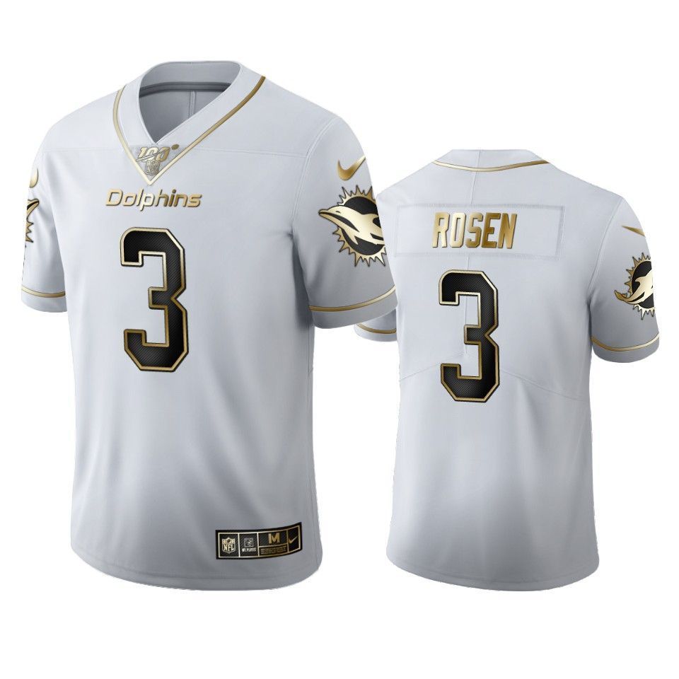 Dolphins Josh Rosen White 100Th Season Golden Edition Mens Jersey