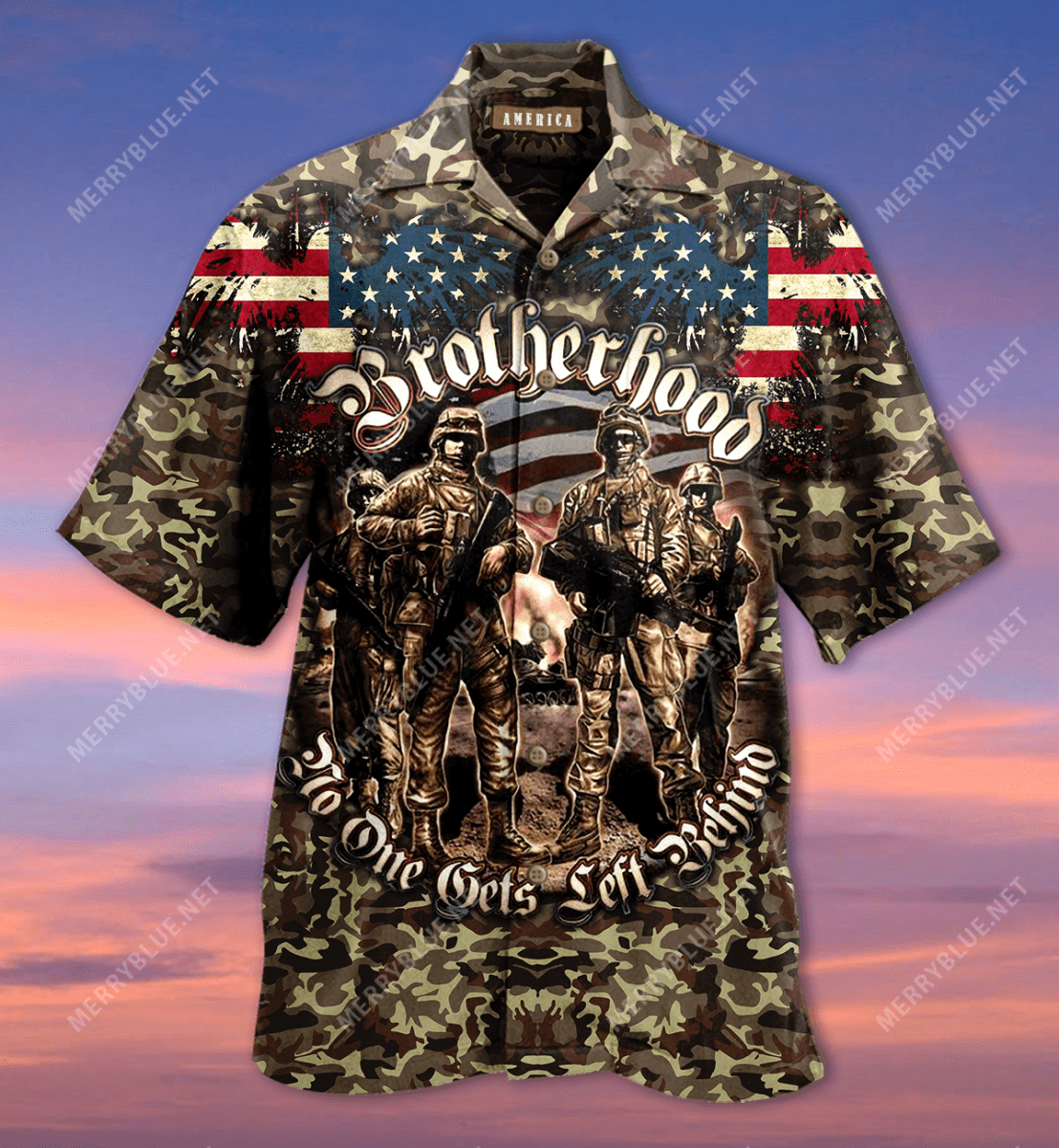 Brotherhood Veterans Camouflage Hawaiian Shirt