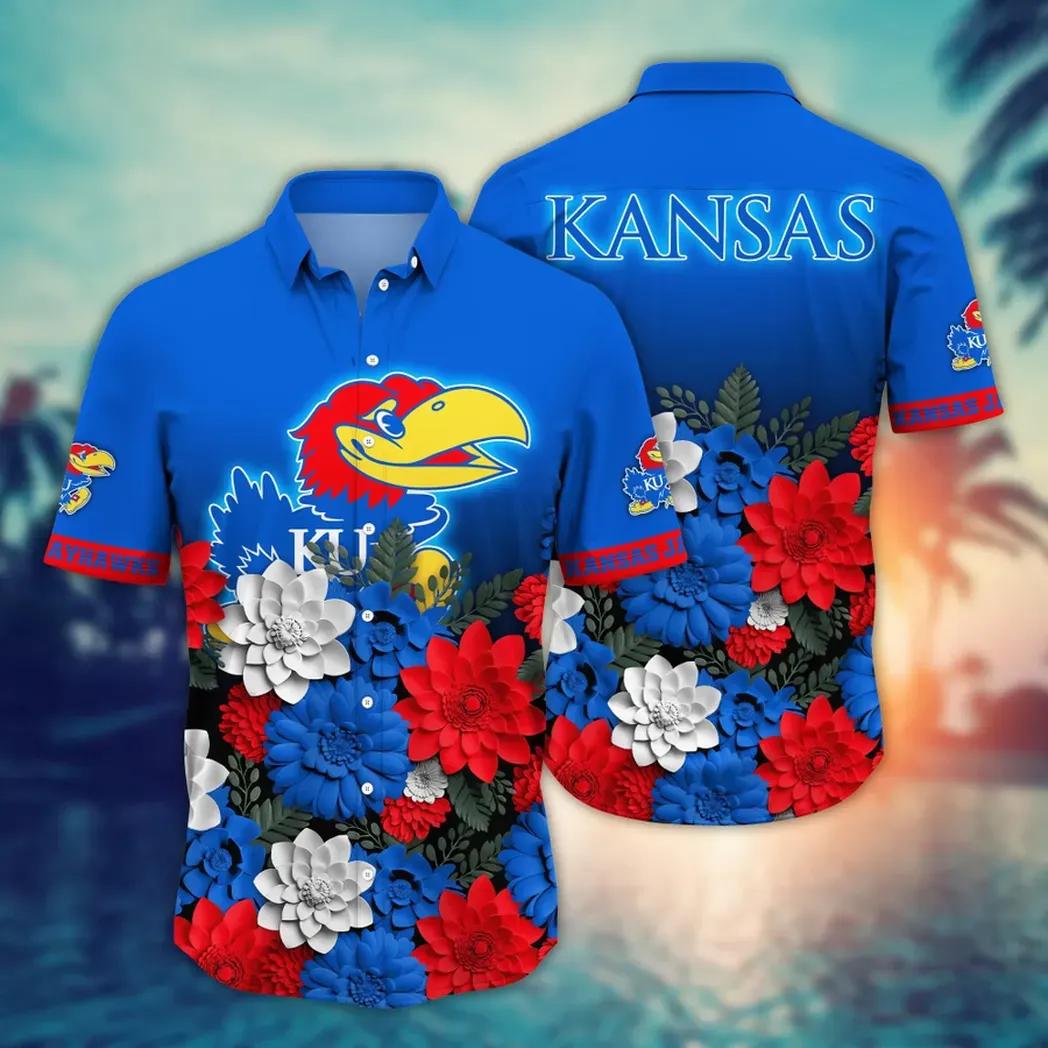 Kansas Jayhawks Ncaa Flower Aloha Hawaiian Shirt 13, Ncaa Hawaiian Shirt