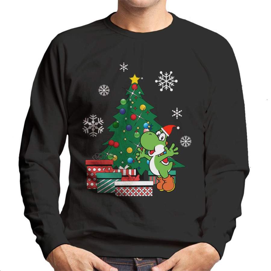 Yoshi Around The Christmas Tree Mario Men’s Sweatshirt