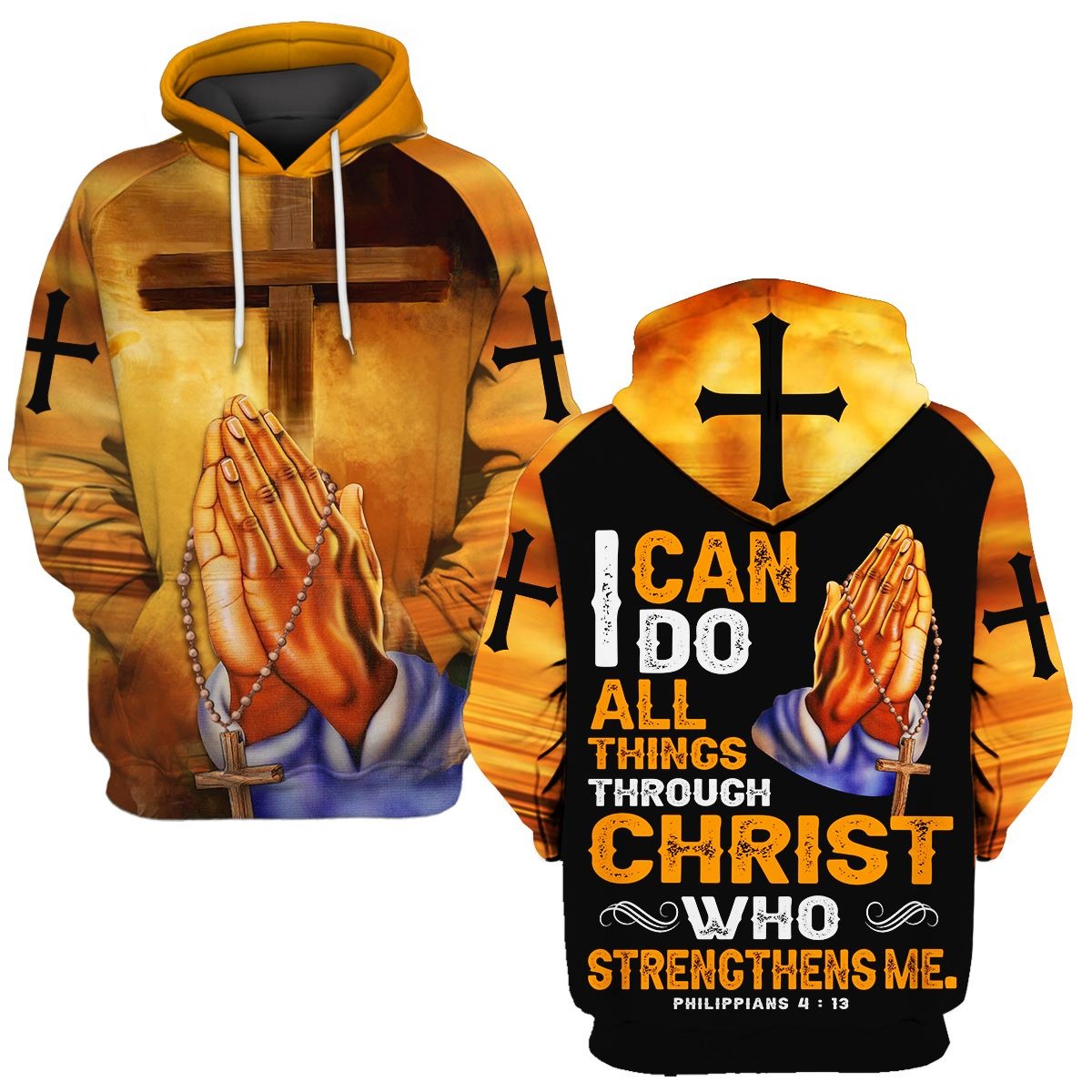 Praying I Can Do All Things Through Christ Who Strengthens Me Hoodie Men & Women Christian Hoodie 3D Printed Hoodie