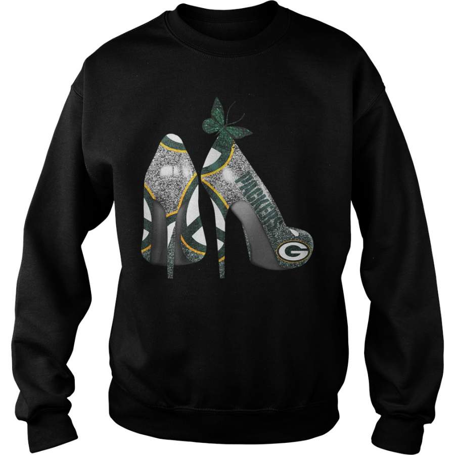 Green Bay Packers Rhinestone High Heels Sweatshirt