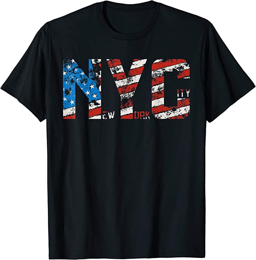 Vintage New York City NYC USA Flag America Gift T-Shirt