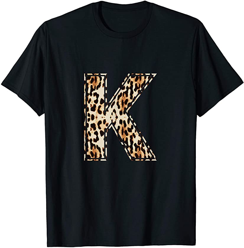 Cool Letter K Initial Name Leopard Cheetah Print T-Shirt