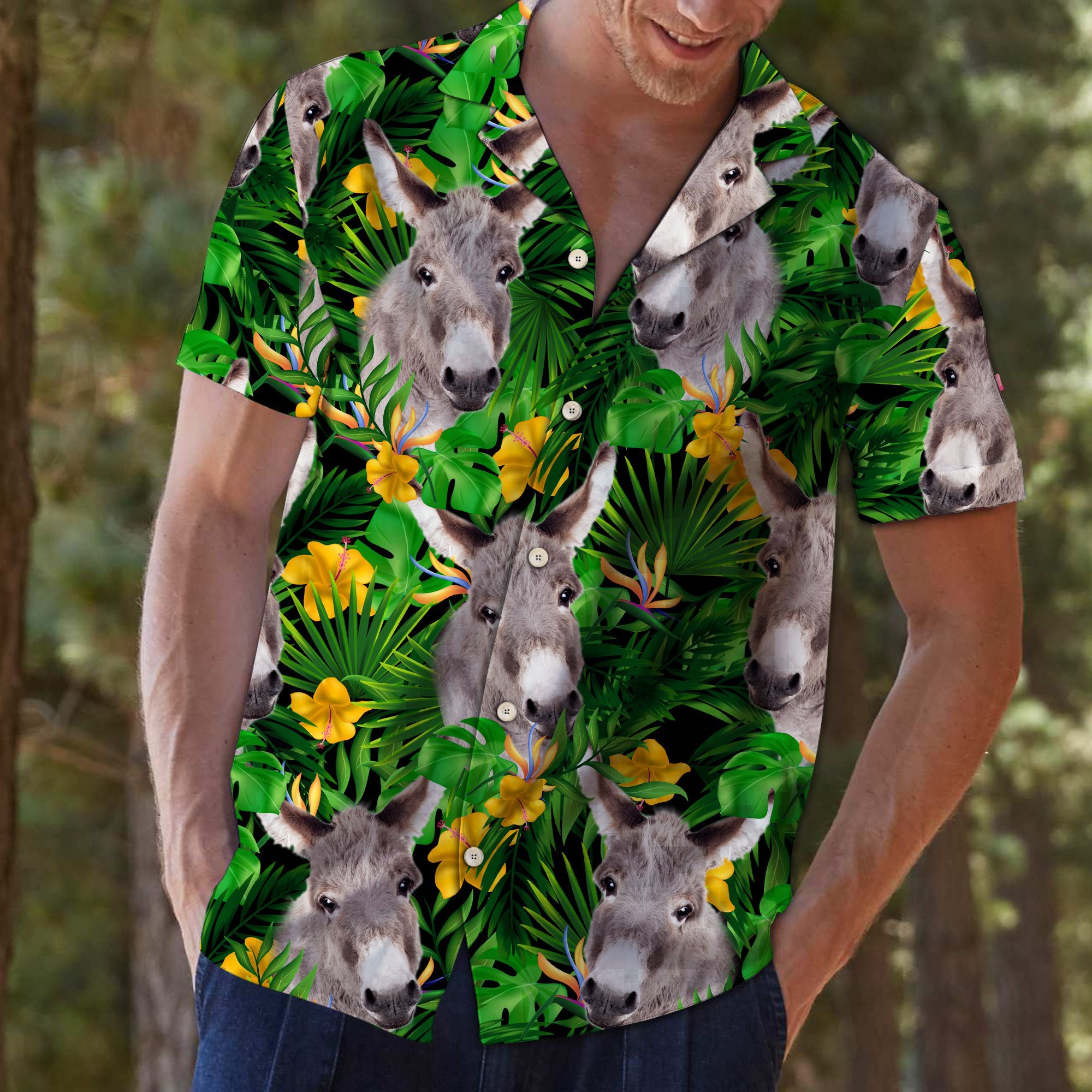 Donkey Tropical Wild Flower Hawaiian Shirt For Men, Hawaiian Shirt For Women, Aloha Shirt, Hawaii Shirt