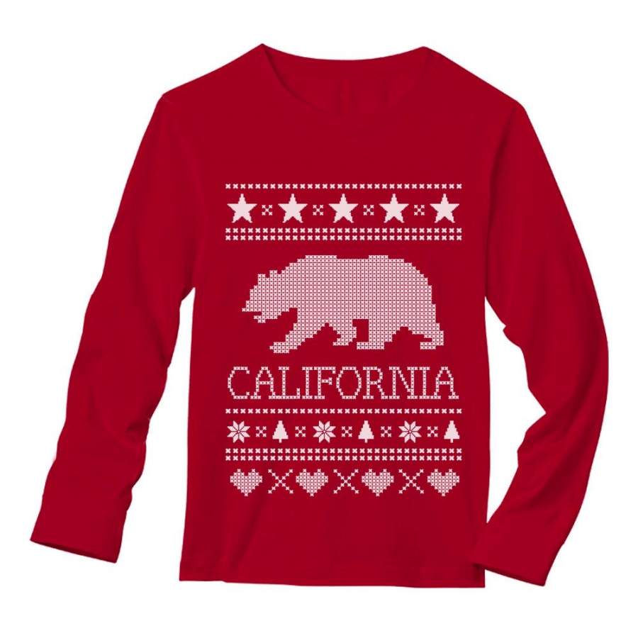 Cali Bear – California Republic Ugly Christmas Sweater Long Sleeve T-Shirt