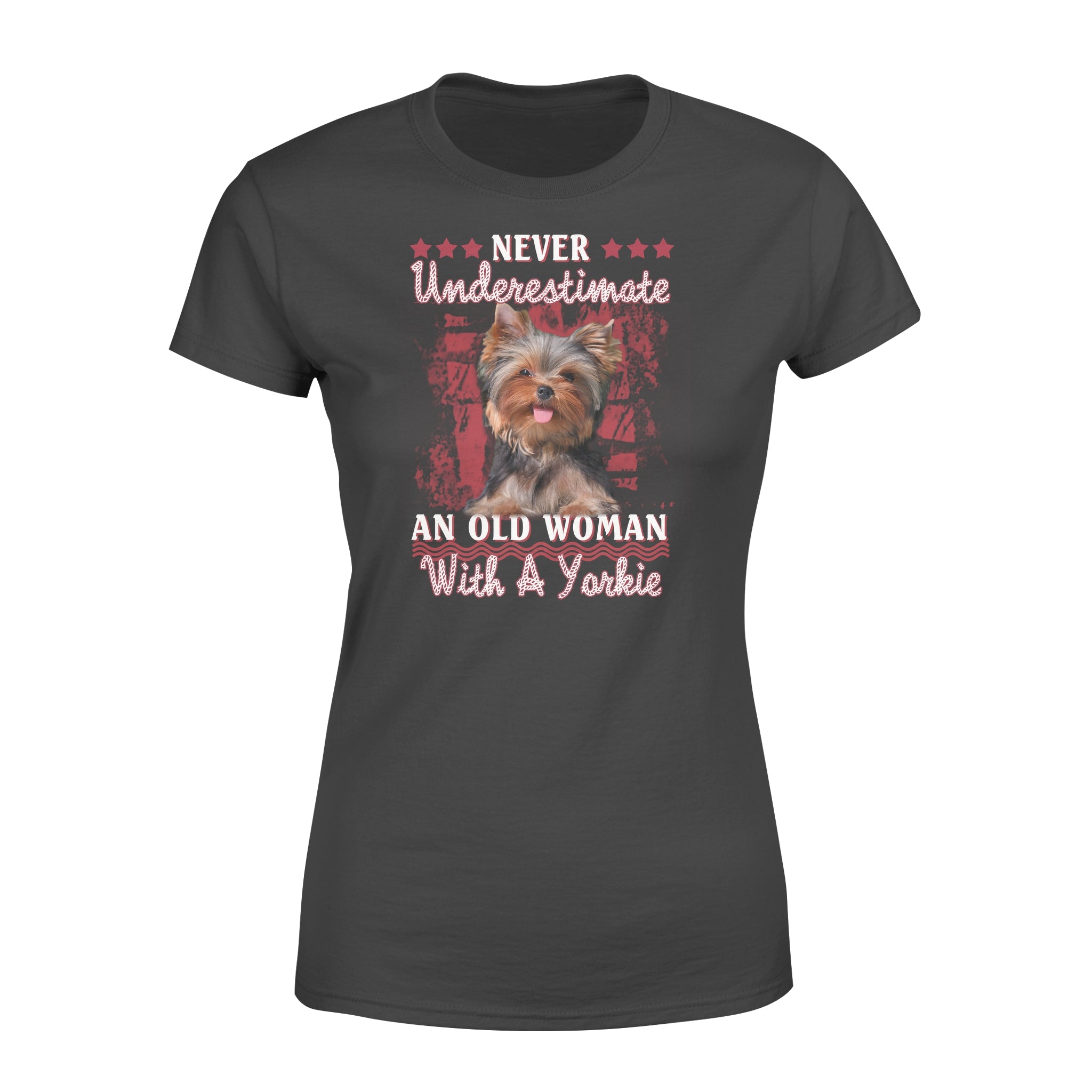 Never Underestimate An Old Woman With A Yorkshire Terriers Gift Women Dog Lovers – Premium Women’s T-shirt