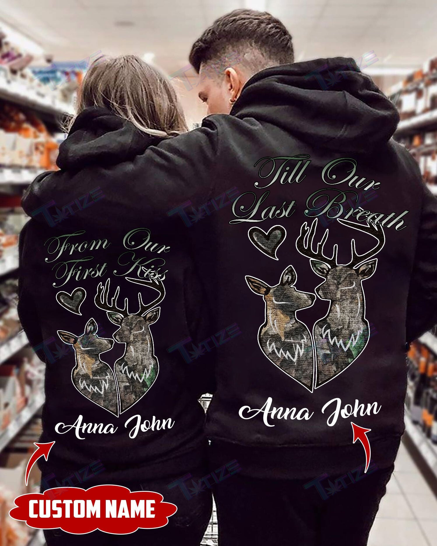 Couple Shirts – Personalized Till Our Last Breath Deer Couple Matching Couple, Valentine 2022 Gift Graphic Unisex T Shirt, Sweatshirt, Hoodie Size S – 5Xl