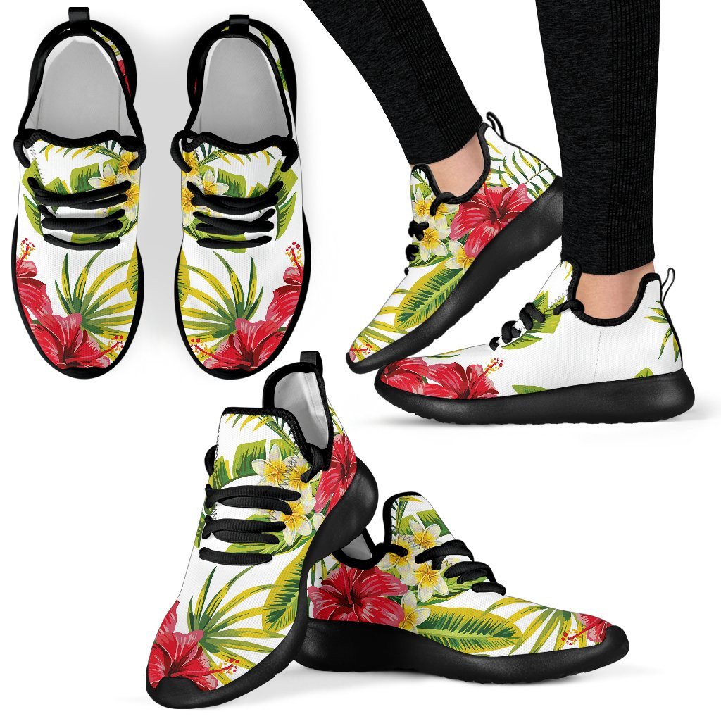 Aloha Hibiscus Tropical Pattern Print Mesh Knit Shoes