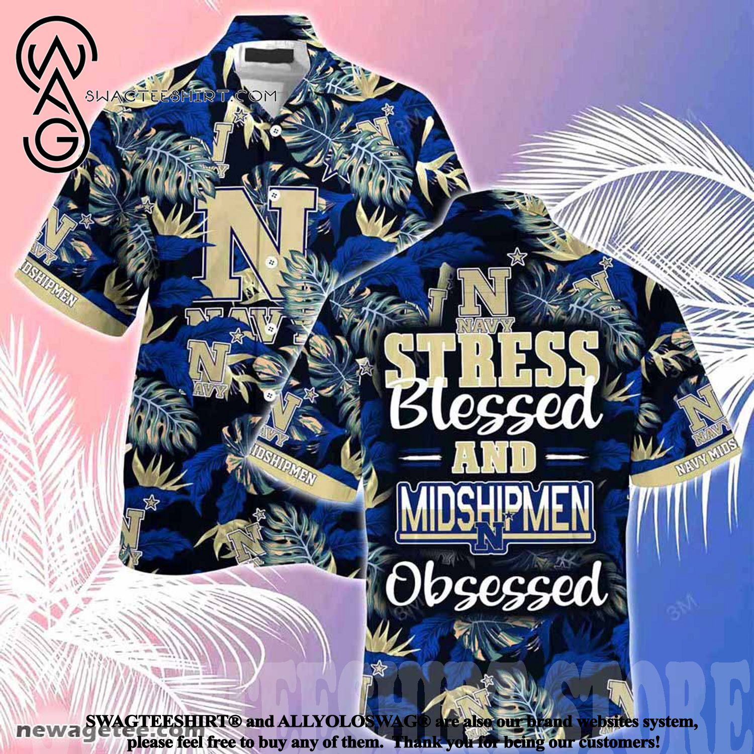 NCCA Navy Midshipmen Blessed Obsessed Trendy Hawaiian Shirt Aloha Shirt