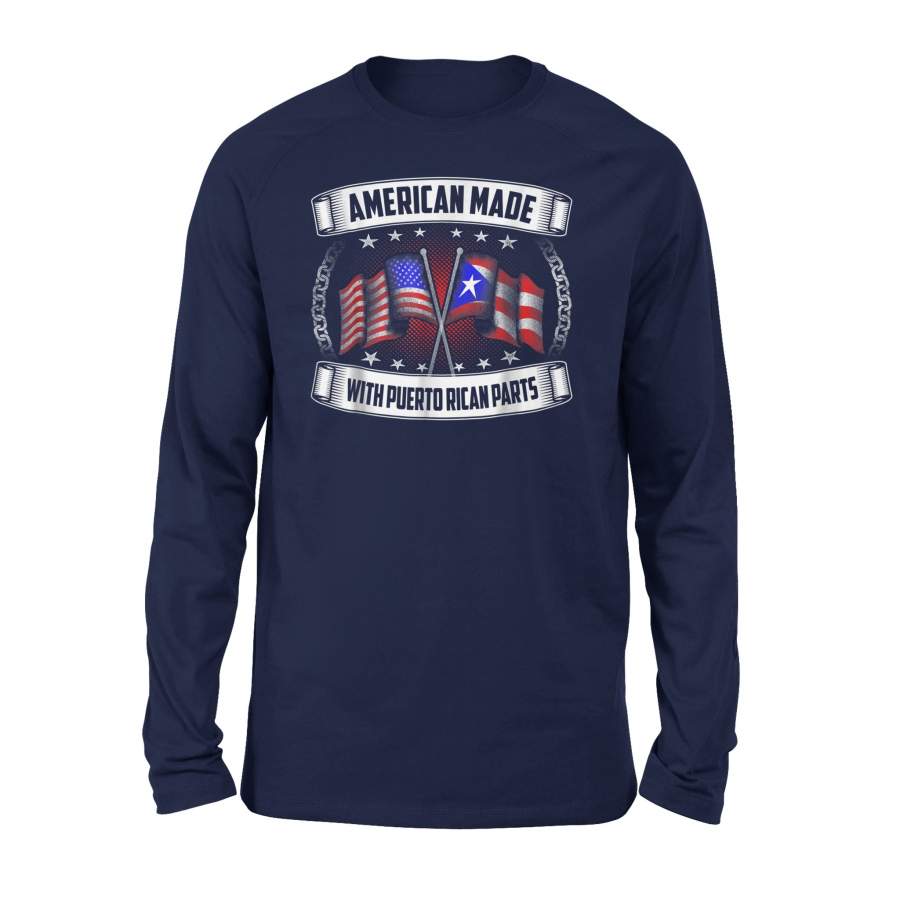 American Made Puerto Rican Parts Flag Premium Long Sleeve T-Shirt