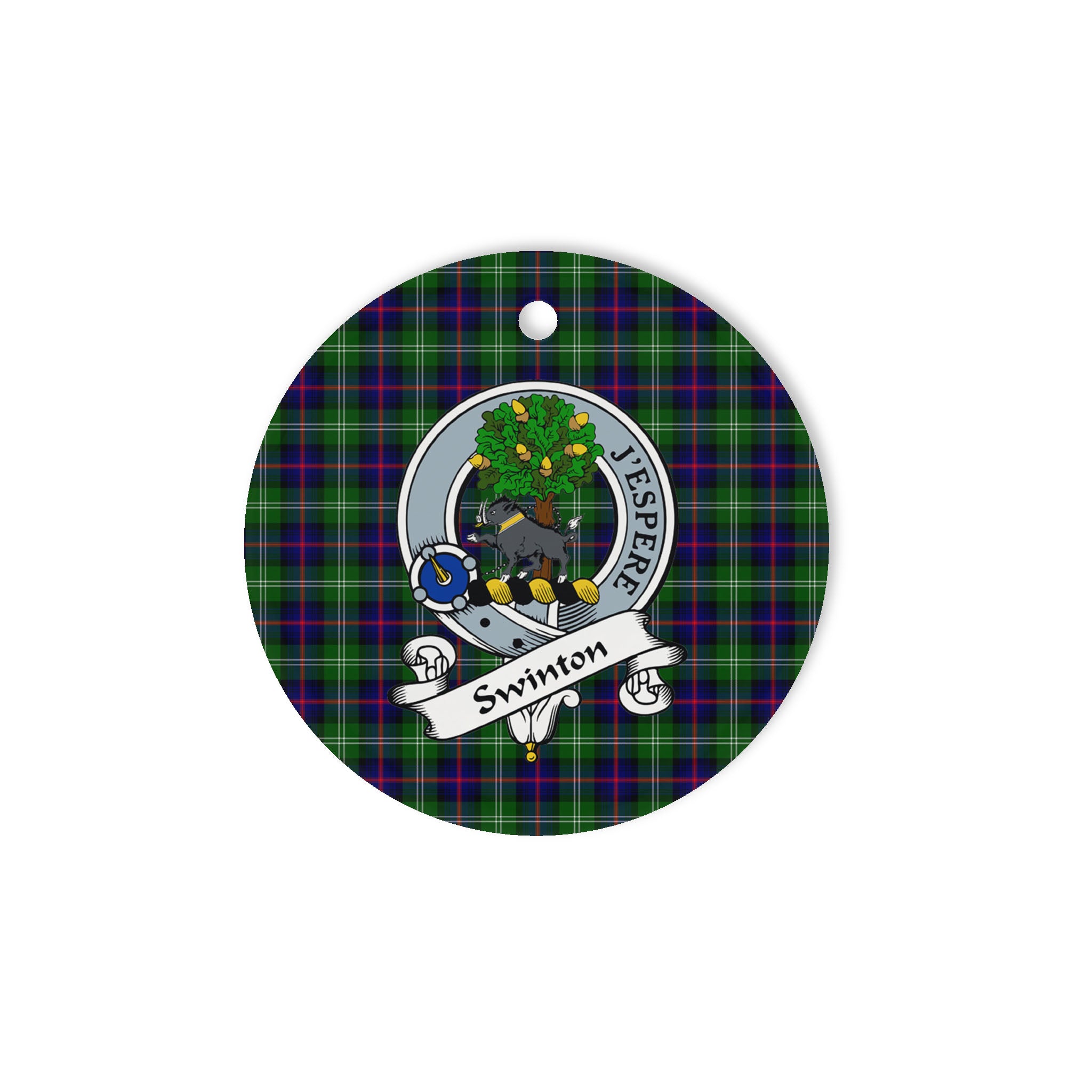 Swinton Scottish Clan Badge Plaid Ornament Gift. Christmas Tree Ornament Swinton Clan Tartan Ornament Great Christmas Ornaments Gift