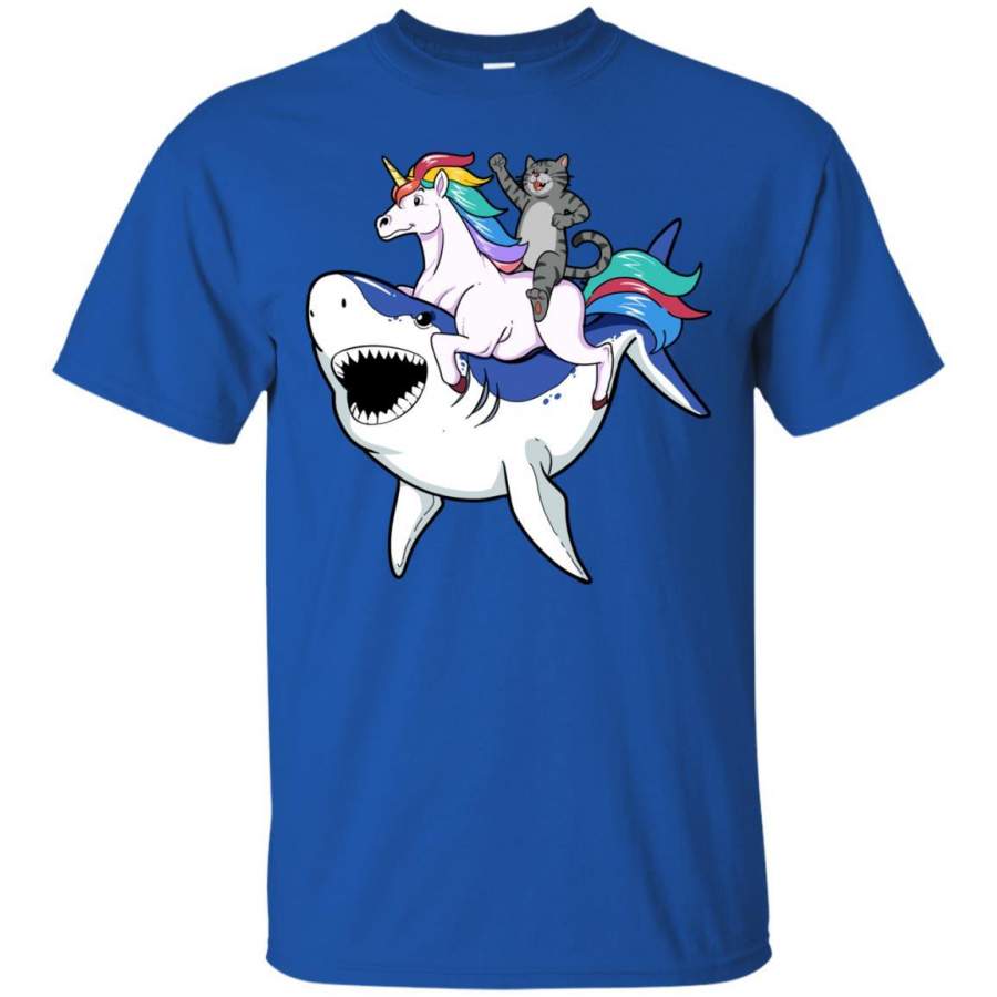 Awesome Cat Riding Unicorn Shark Gift Shirt