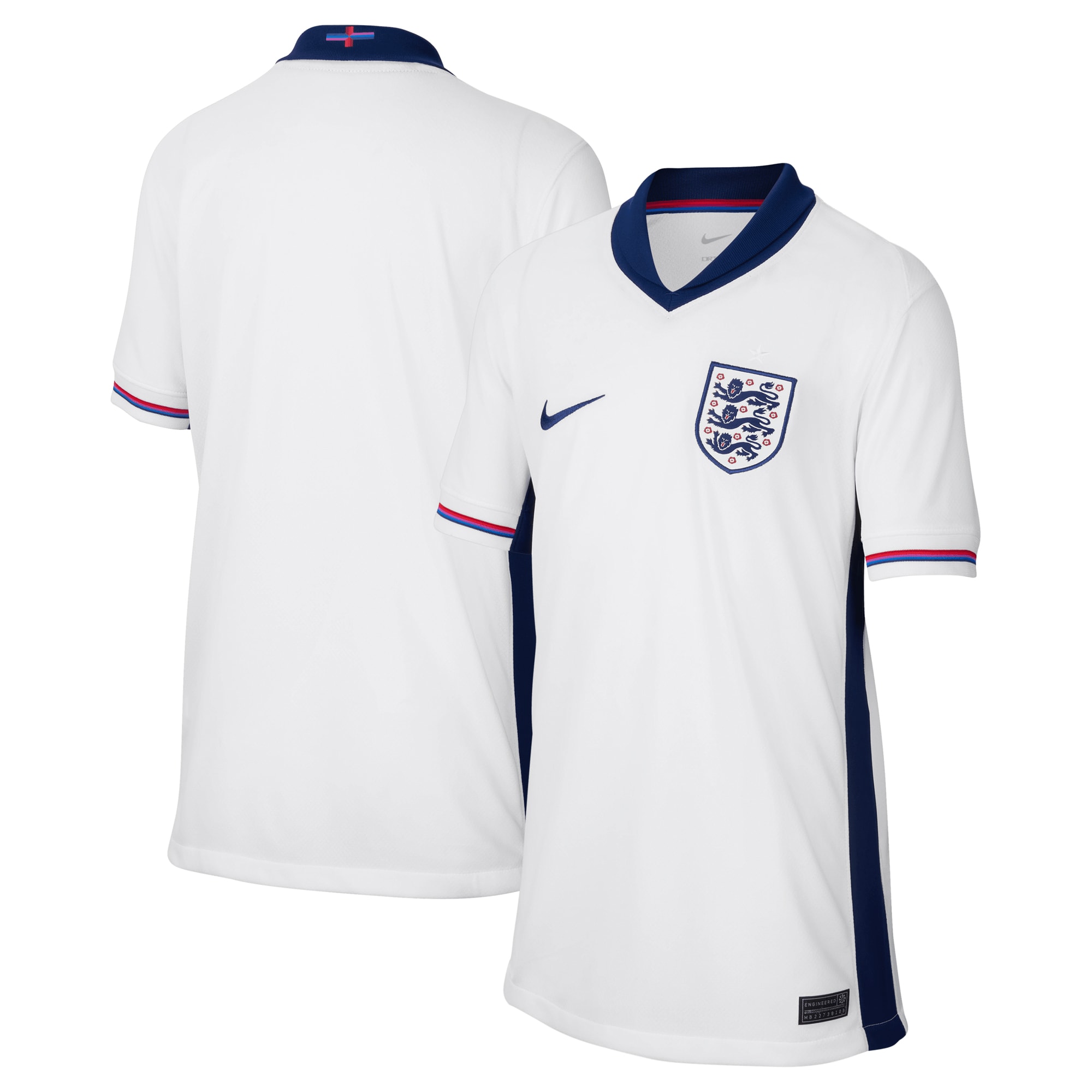 England National Team Youth 2024 Home Replica Blank Jersey – White