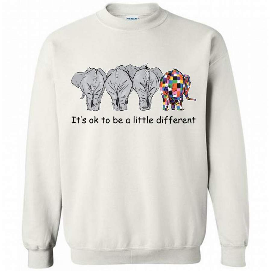 It’s Ok To Be A Little Different, Funny Elephant Design – Gildan Crewneck Sweatshirt